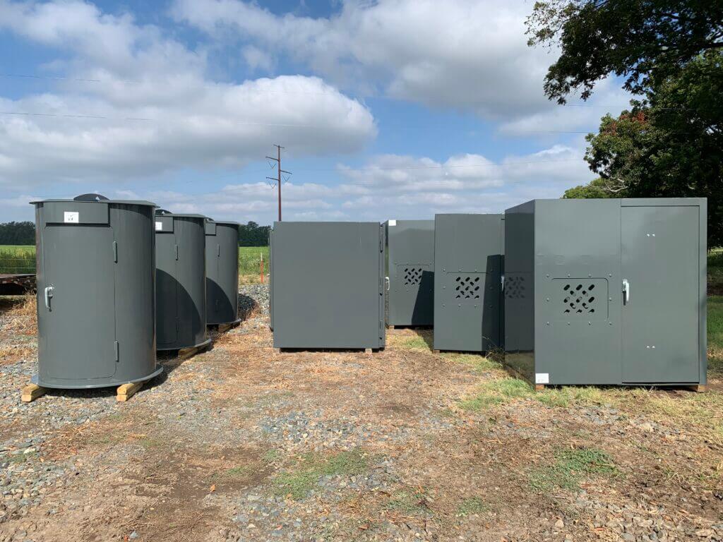 Our storm shelters on the lot at getstormsafe.com